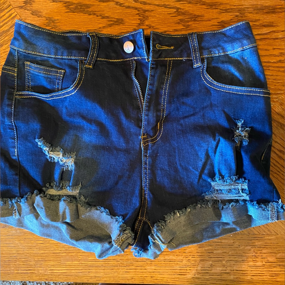 Dark blue ripped Jean shorts small